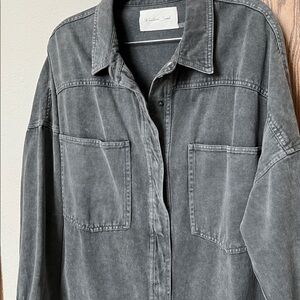 Mustard Seed Button Down Faded Gray Black Top